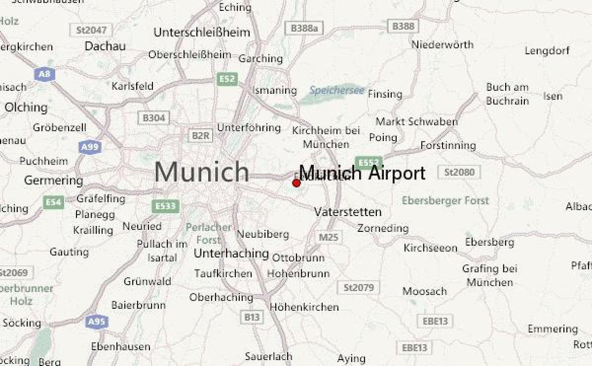 خريطة مدينة ميونيخ والمنطقة المحيطة بها