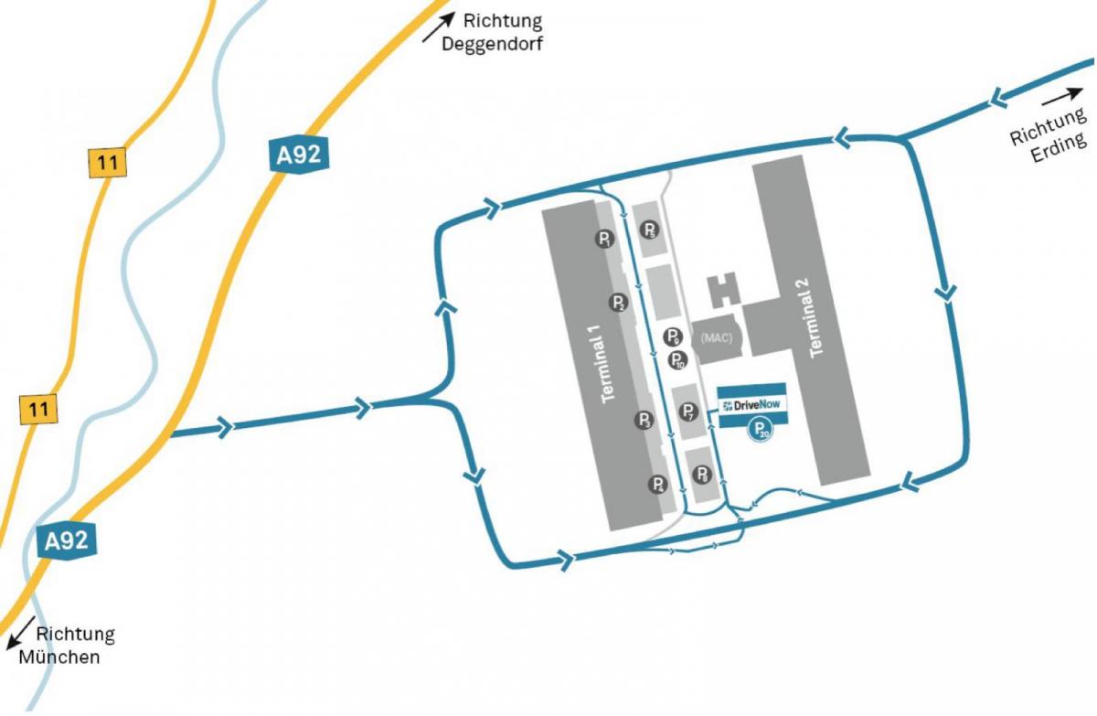 مطار ميونيخ تأجير السيارات خريطة