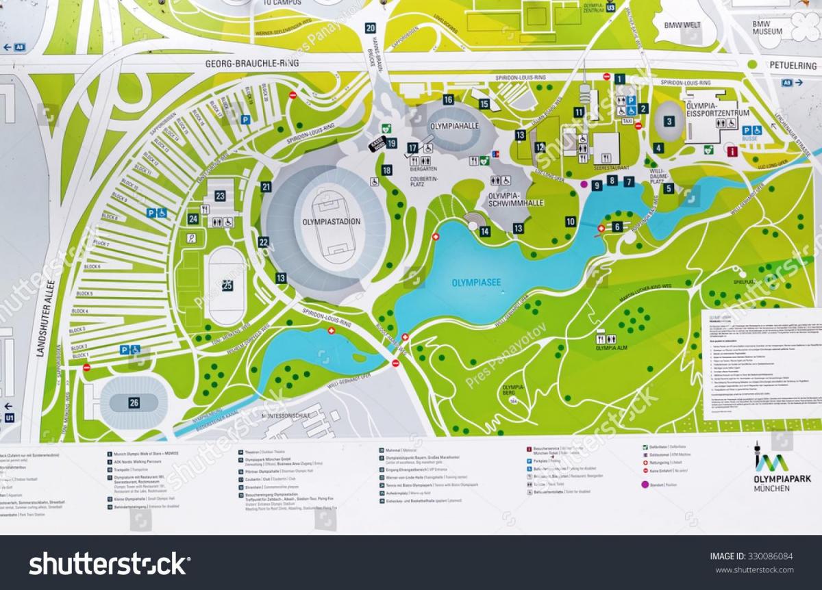 خريطة الحديقة الأولمبية في ميونيخ