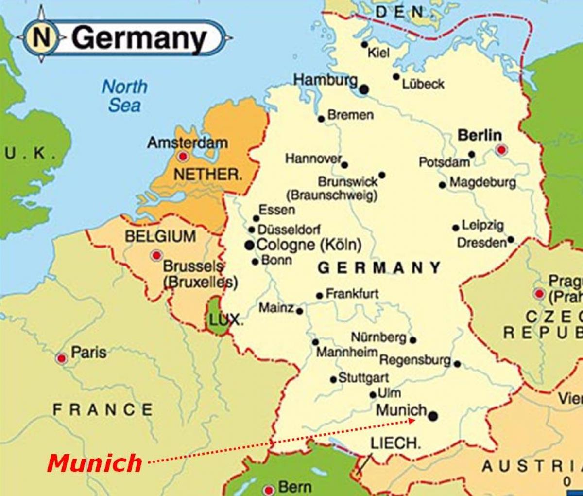 خريطة ميونيخ أوروبا